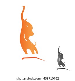 colored silhouette of a proud elephant