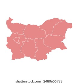 Colored silhouette red Bulgaria map. Flat map Bulgaria. Part Eastern Europe map. Vector illustration