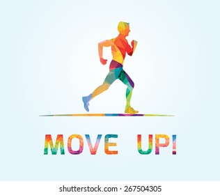 Colored silhouette runner.Inscription move up.