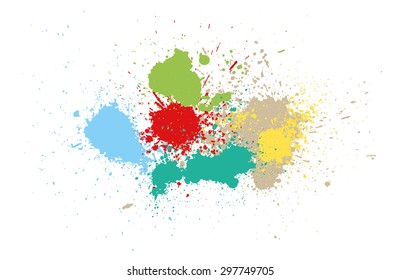Colored silhouette set of ink blots. Vector