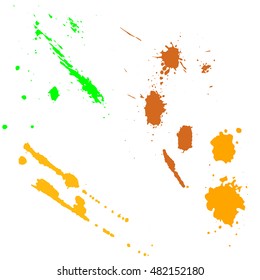 Colored silhouette set of ink blots. Paint splashes set. Vector illustration