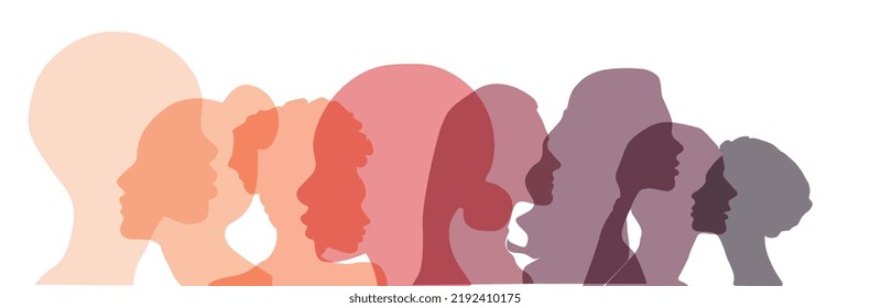 Silueta de colores de perfiles femeninos.