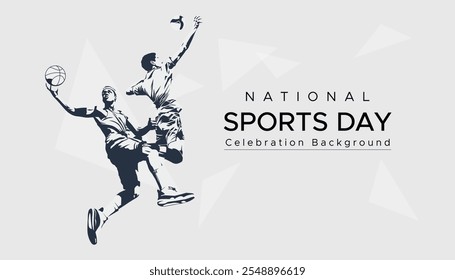 colored silhouettes of basketball and volleyball athletes, a design with a national sports celebration concept. celebration background is white. volleyball and basketball sports tournaments.