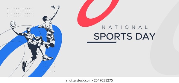 colored silhouettes of basketball and volleyball athletes, a design with a national sports celebration concept. celebration background is white. volleyball and basketball sports tournaments.