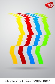 Colored silhouettes of people