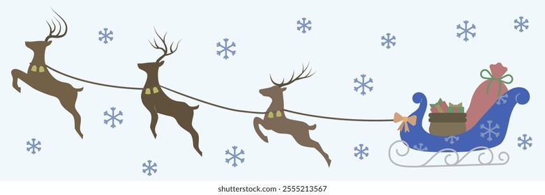 Colored silhouettes of reindeer and sleigh. Christmas celebration. EPS 10.