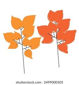 Colored silhouettes of various leaves - vector illustration. Clipart. Element for creating a seamless pattern