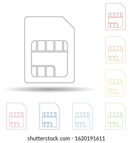 Colored sim card in multi color style icon. Simple thin line, outline vector of web icons for ui and ux, website or mobile application