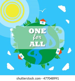 colored simple flat cartoon illustration of the planet Earth