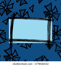 Un sencillo ramo de flores de colores. Marco con decoración. Tarjeta de boda, cumpleaños, vacaciones. Ilustración de fondo del vector.