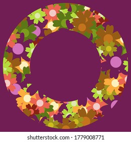 Colored simple flower bouquet. Frame with decoration. Card for wedding, birthday, holiday. Vector backdrop illustration.