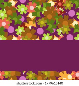 Colored simple flower bouquet. Frame with decoration. Card for wedding, birthday, holiday. Vector backdrop illustration.