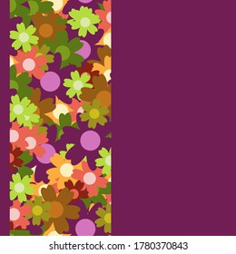 Colored simple flower bouquet. Frame with decoration. Card for wedding, birthday, holiday. Vector backdrop illustration.
