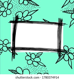 Colored simple flower bouquet. Frame with decoration. Card for wedding, birthday, holiday. Vector backdrop illustration.