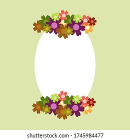 Un sencillo y colorido ramo de flores sobre fondo verde. Marco con decoración. Tarjeta de boda, cumpleaños, vacaciones. Ilustración de fondo del vector.