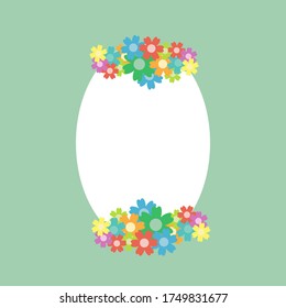 Un sencillo ramo de flores colorido sobre fondo de color. Marco con decoración. Tarjeta de boda, cumpleaños, vacaciones. Ilustración de fondo del vector.