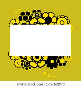 Colored simple flower bouquet on color background. Frame with decoration. Card for wedding, birthday, holiday. Vector backdrop illustration.