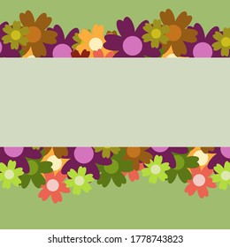 Un sencillo y colorido ramo de flores sobre fondo verde. Marco con decoración. Tarjeta de boda, cumpleaños, vacaciones. Ilustración de fondo del vector.