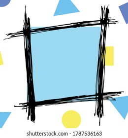 Colored simple Frame. Frame with geometrical figure decoration. Card for wedding, birthday, holiday. Vector backdrop illustration.