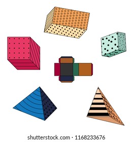 Colored simple geometric shapes on White Background. Vector Illustration. EPS10