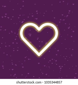 colored simple illustration of a glowing neon heart lamp
