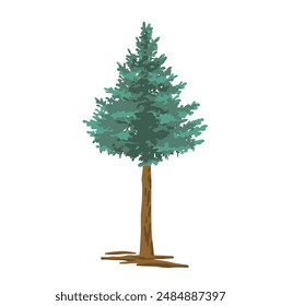 Colored simple illustration of a tree, spruce, pine or spruce.