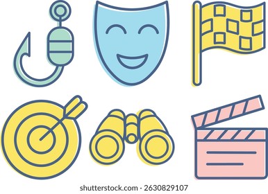 Colored Simple Line Hobby and Interest Icons