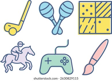 Colored Simple Line Hobby and Interest Icons