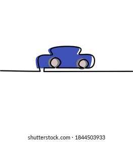 Colored single continuous line of car. Line art design. Sign and symbol. 
