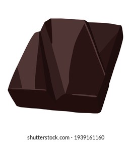 Colored single element of chocolate bar. Hand drawn vector stock illustration. Realistic style clipart isolated on white. Volumetric drawing for candy shop, decor of menu, design, sticker, wrap, logo.