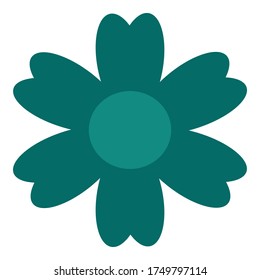 Colored Single Isolated Flat Vector Flower. Icon Flower For Holiday, Design, India, Oriental and Arabic Ornament, Print, Web and App.