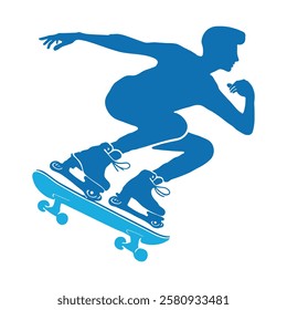 Colored skateboarding silhouette design for sports projects.