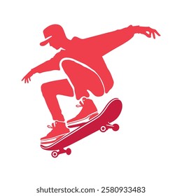 Colored skateboarding silhouette design for sports projects.