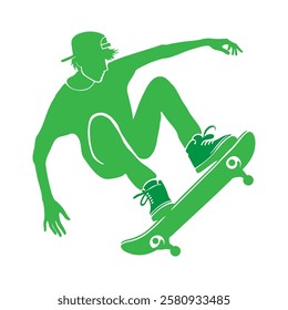 Colored skateboarding silhouette design for sports projects.