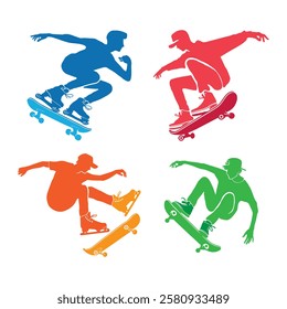 Colored skateboarding silhouette design for sports projects.