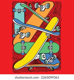 COLORED SKATEBOARDS WITH LINES AROUND