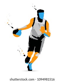 Colored sketch basketball player. Vector illustration on a white background. Sport concept.