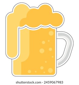 Esbozo de color de un vaso de cerveza con Ilustración vectorial de espuma