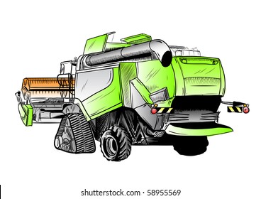 colored sketch of big harvester