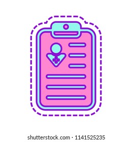 . Colored sketch with dotted border on white background