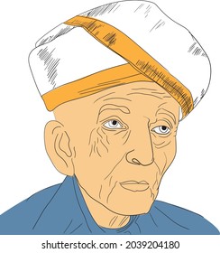 Colored sketch of M. Visvesvaraya, Visvesvaraya Jayanti, Birth anniversary on 16th September.