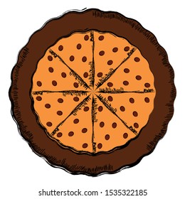 Colored sketch of a pizzza - Vector illustration