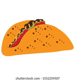 Colored sketch of a taco. Mexican food - Vector illustration