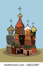 colored sketch of traditional russian church