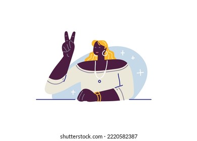 Colored Skin Girl Vector Illustration