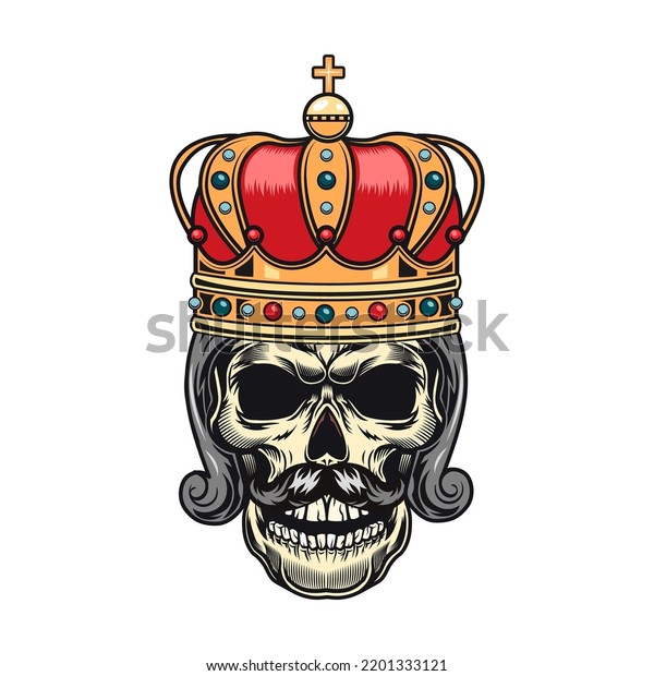 Colored Skull Badge Scary Skull Crown Stock Vector (Royalty Free ...