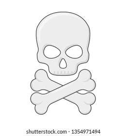 colored skull and bone icon in flat style