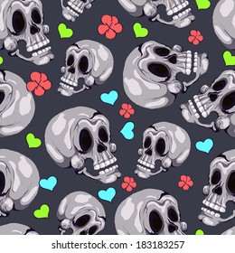 Colored Skull Dark Seamless Pattern