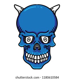 Colored skull with horns. Vector illustration