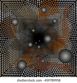 colored small circles in the maze of geometric background